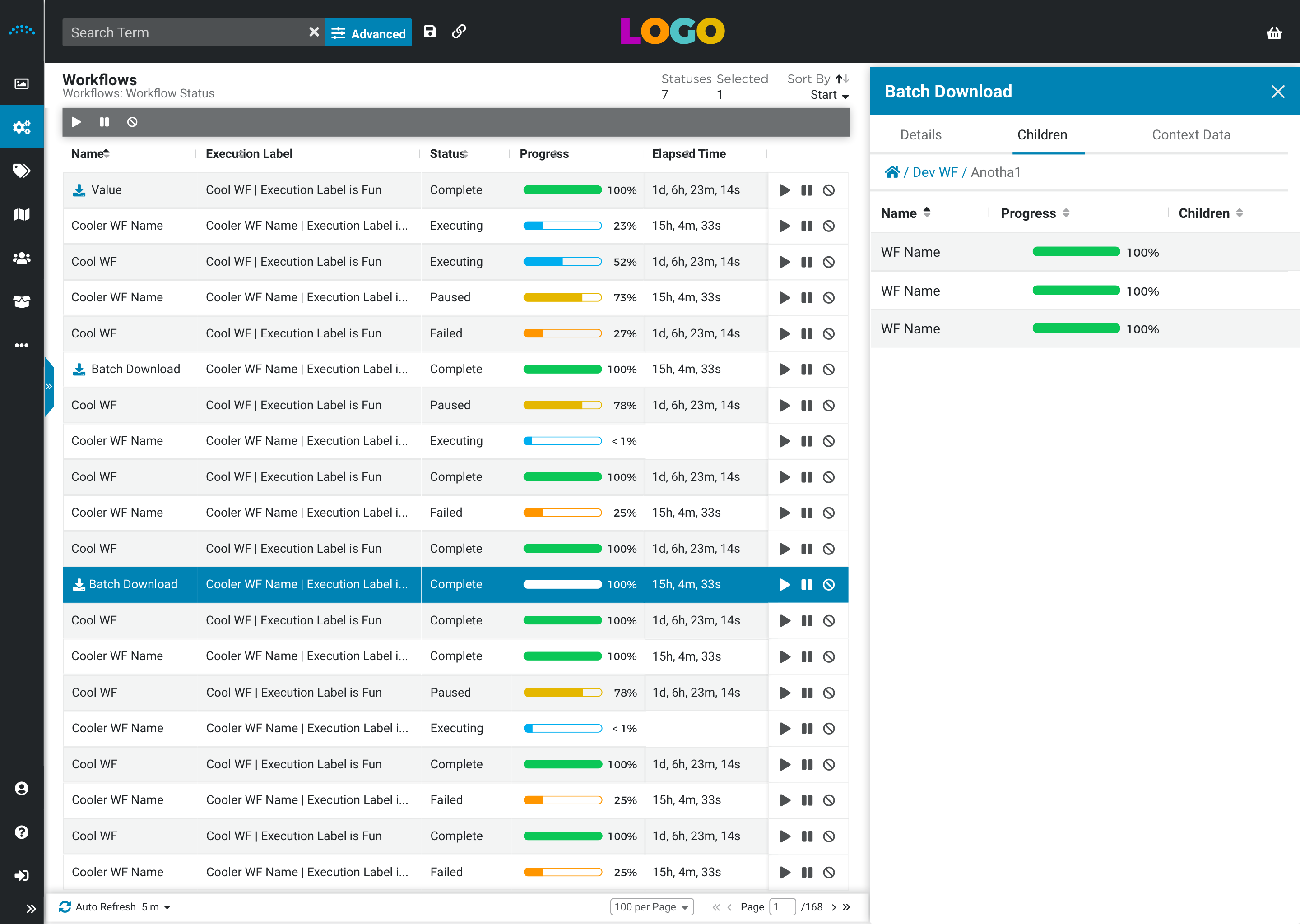 New Workflow Status Page